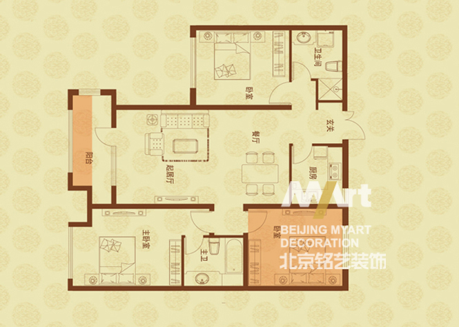 国赫红珊湾-新中式风格-三居室