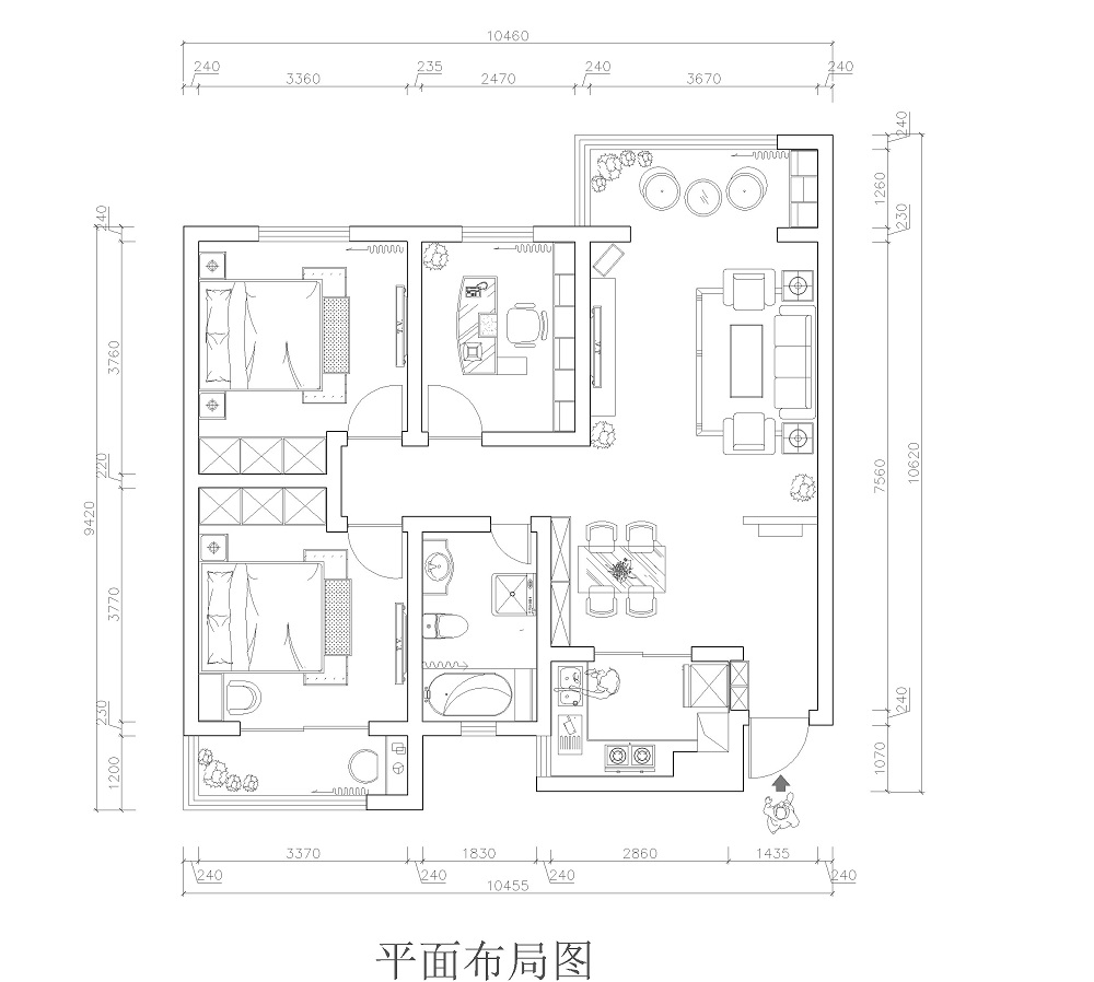 泰和苑-现代中式风格-二居室