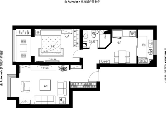明珠公寓-混合型风格-一居室