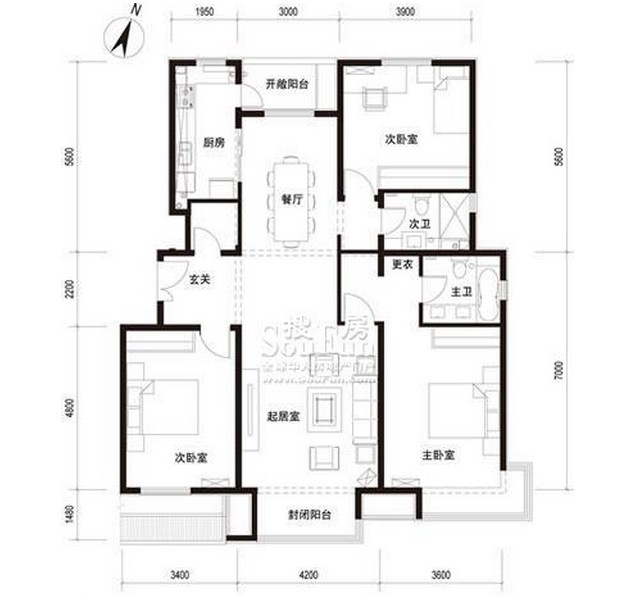 欧美风情三居室150平米12万-金地国际城装修案例-合肥