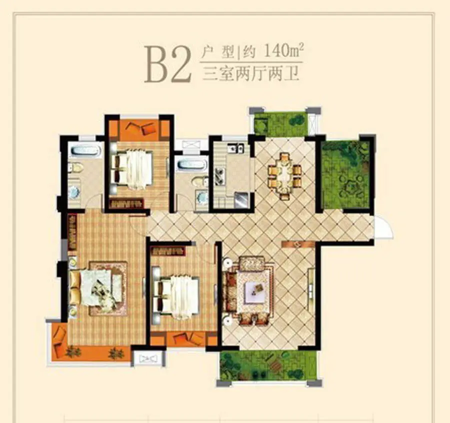 中建溪岸观邸 140平方 户型图