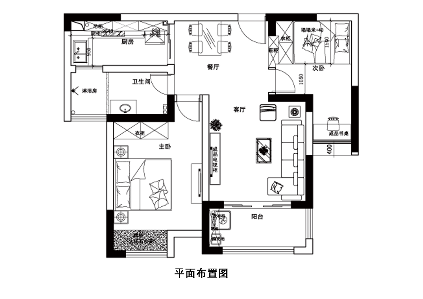 南山金城1958-二居室-82.00平米-装修设计