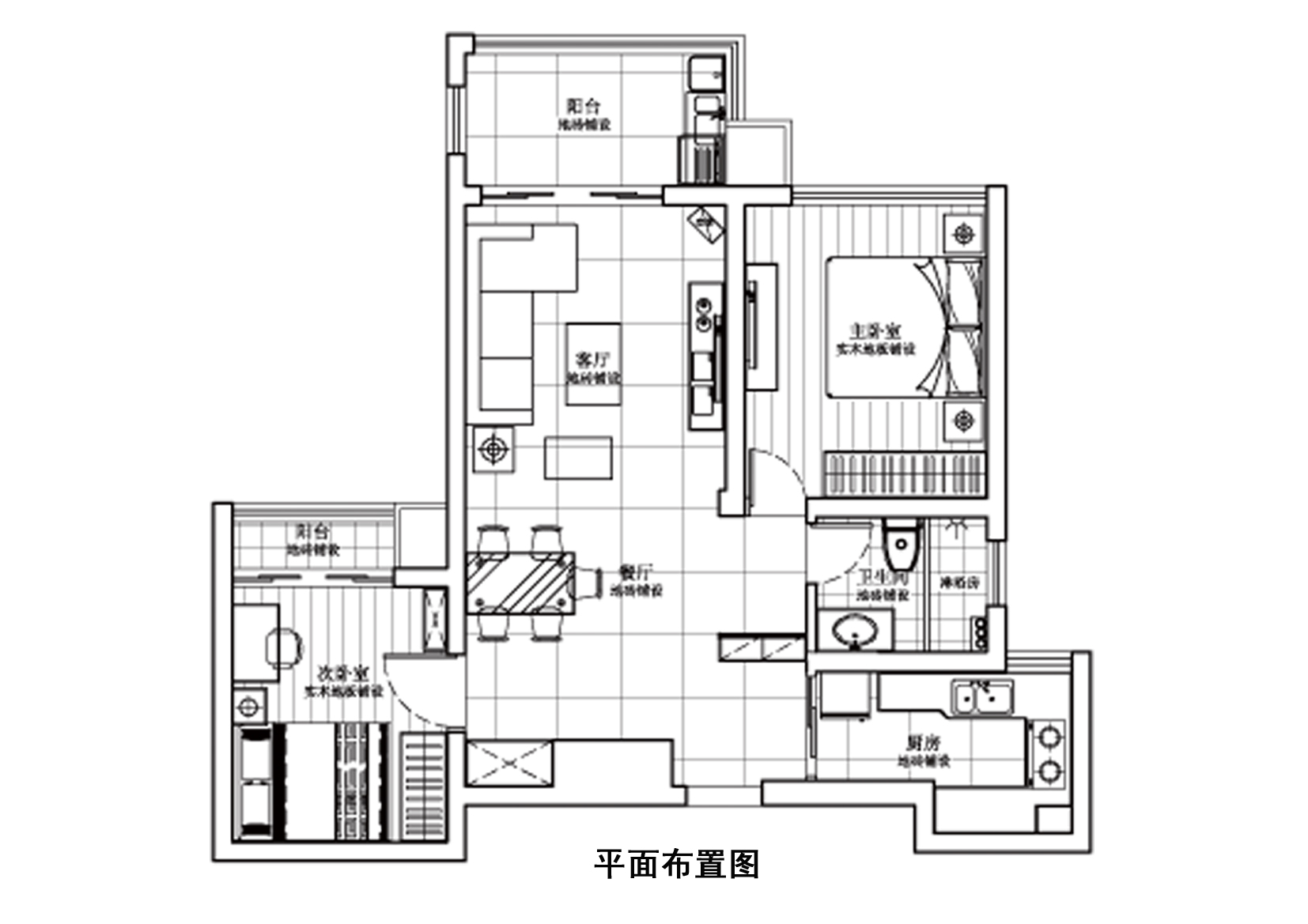 雅戈尔潇邦-二居室-77.00平米-装修设计