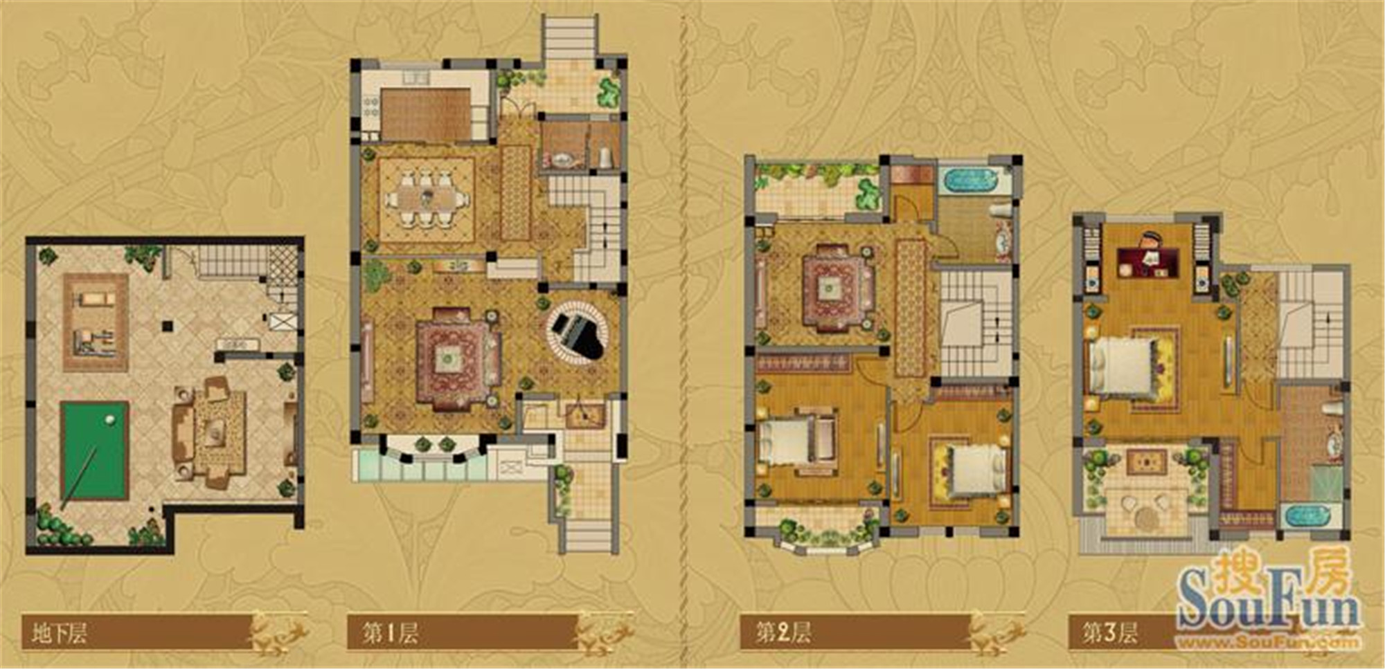 绿地世纪城-中式风格-四居室