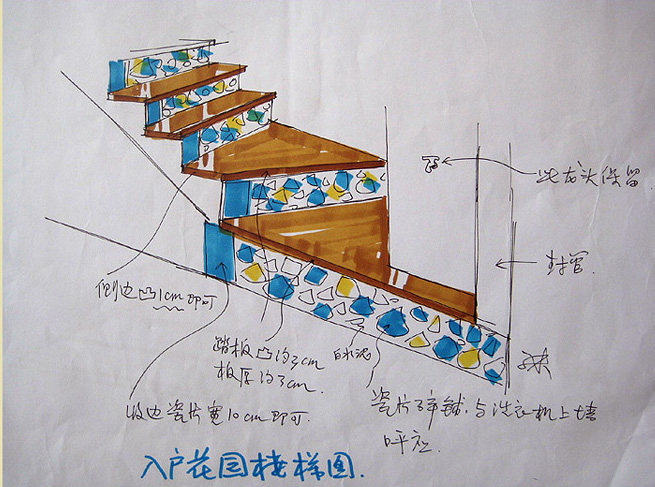 楼梯造型手绘图.过道.卫生间实景图.卫生间手绘图.卧室手绘图.