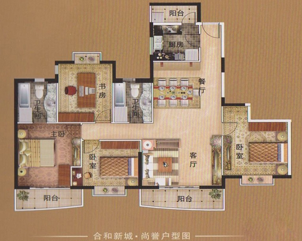 合和新城-三居室-93.25平米-装修设计