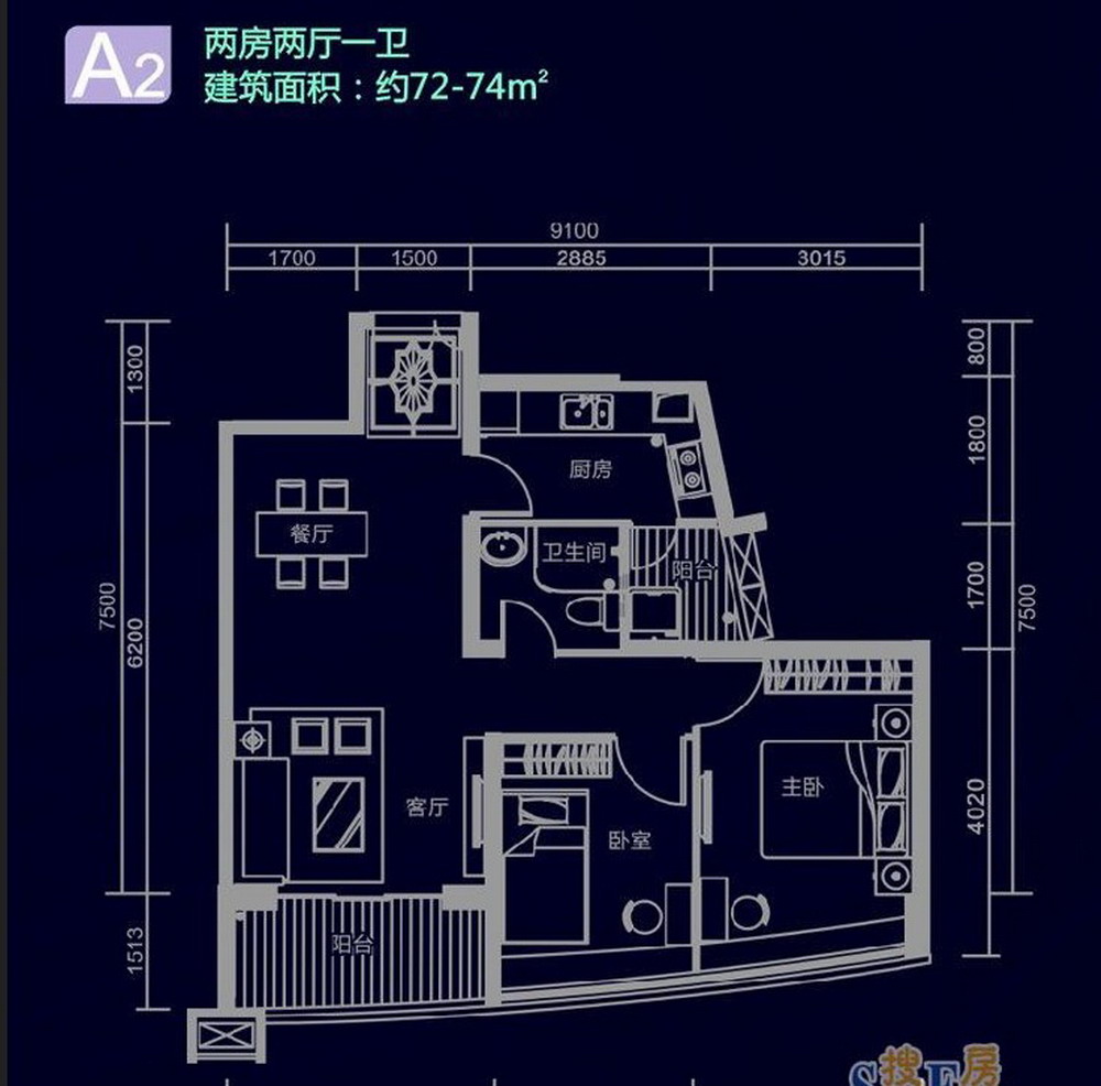 深物业廊桥国际-现代简约-二居室-装修案例设计说明