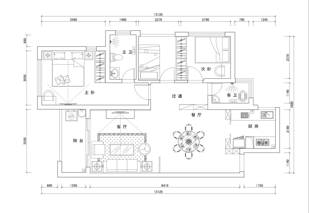荣和大地-三居室-119.00平米-装修设计