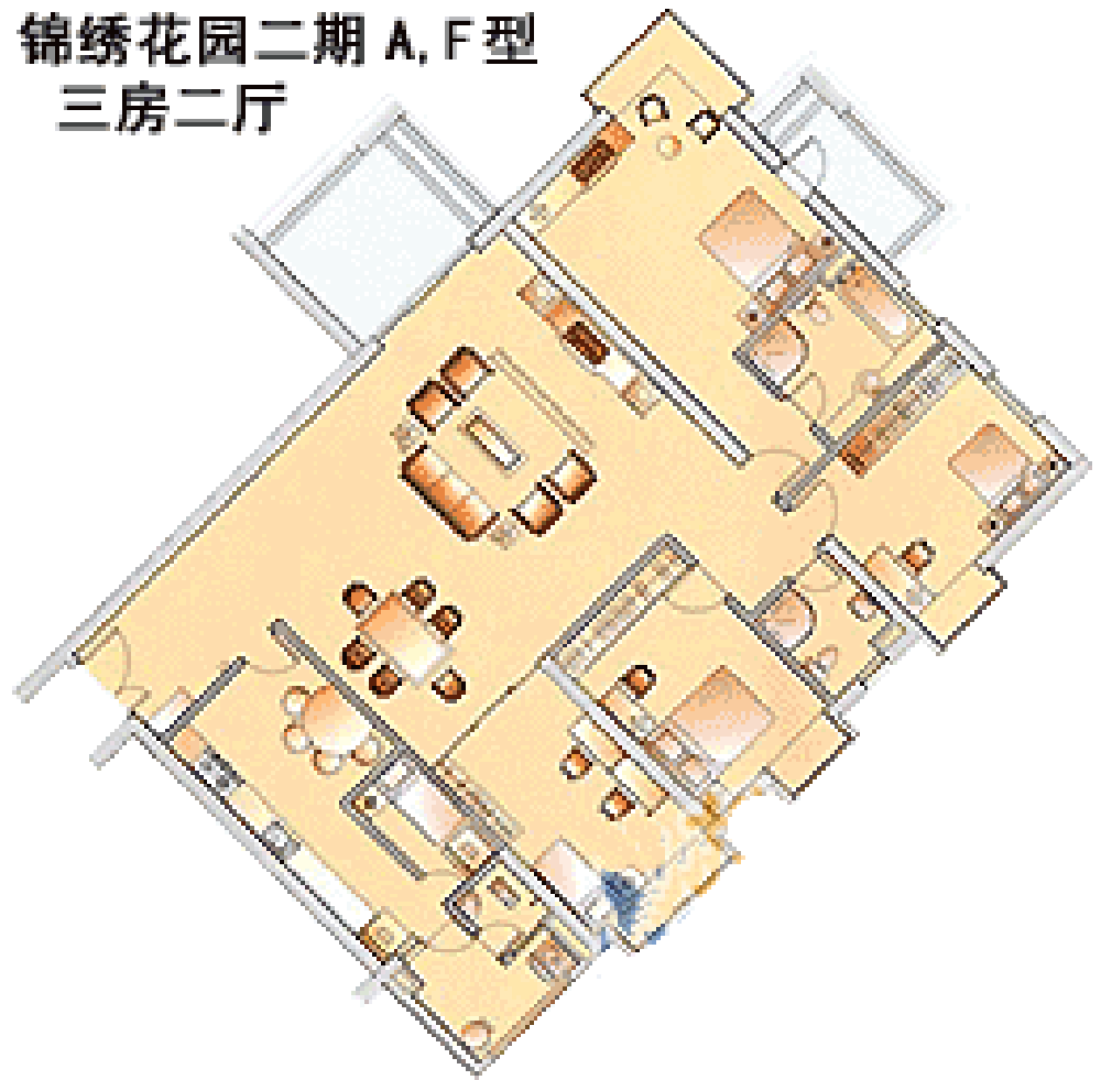 锦绣花园二期现代简约三居室