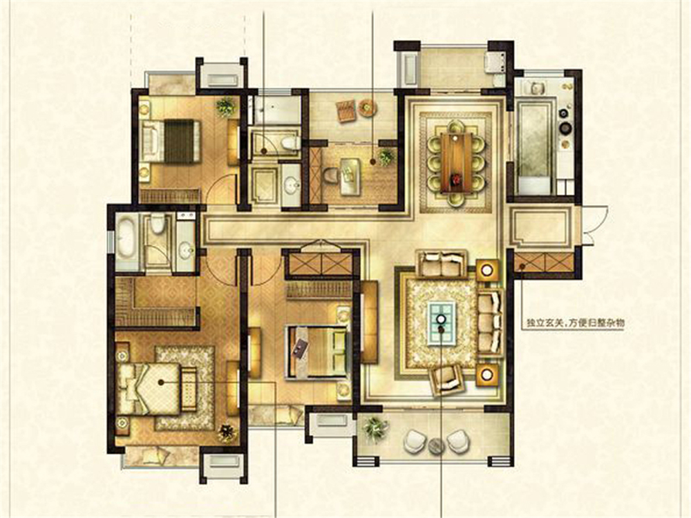 太湖国际社区-四居室-160.01平米-装修设计