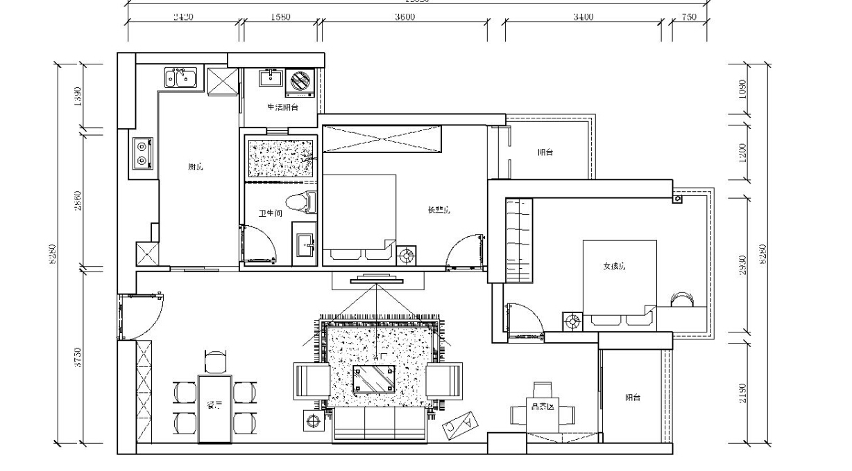富基广场-二居室-98.00平米-装修设计