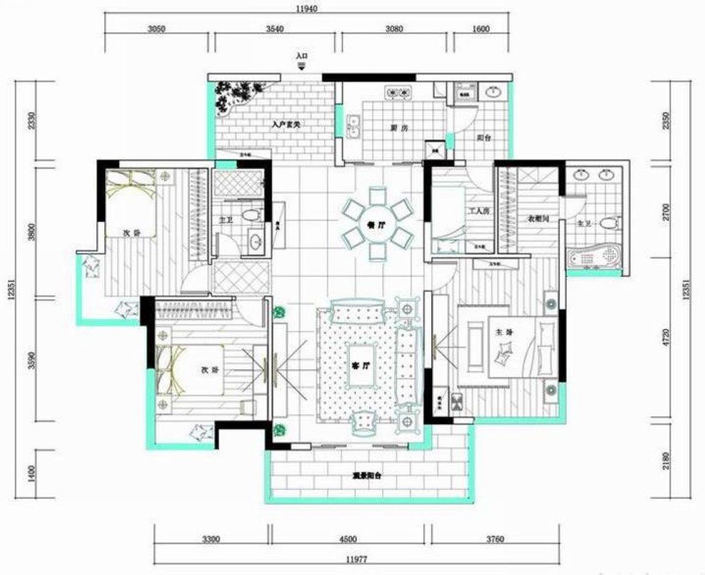 岭南新世界-四居室-144.00平米-装修设计