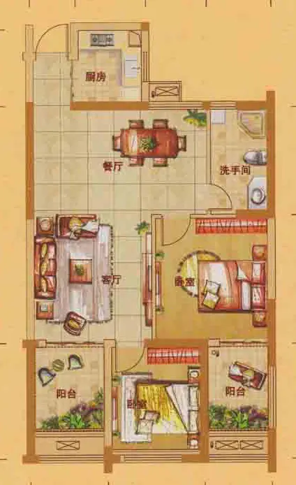 宝业东城广场-简欧风格-两居室