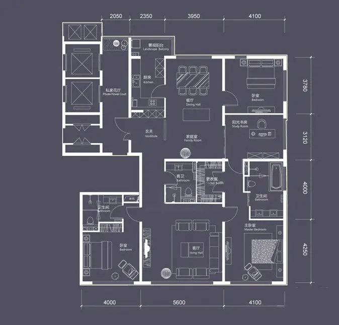 新中式风格-220平-户型图