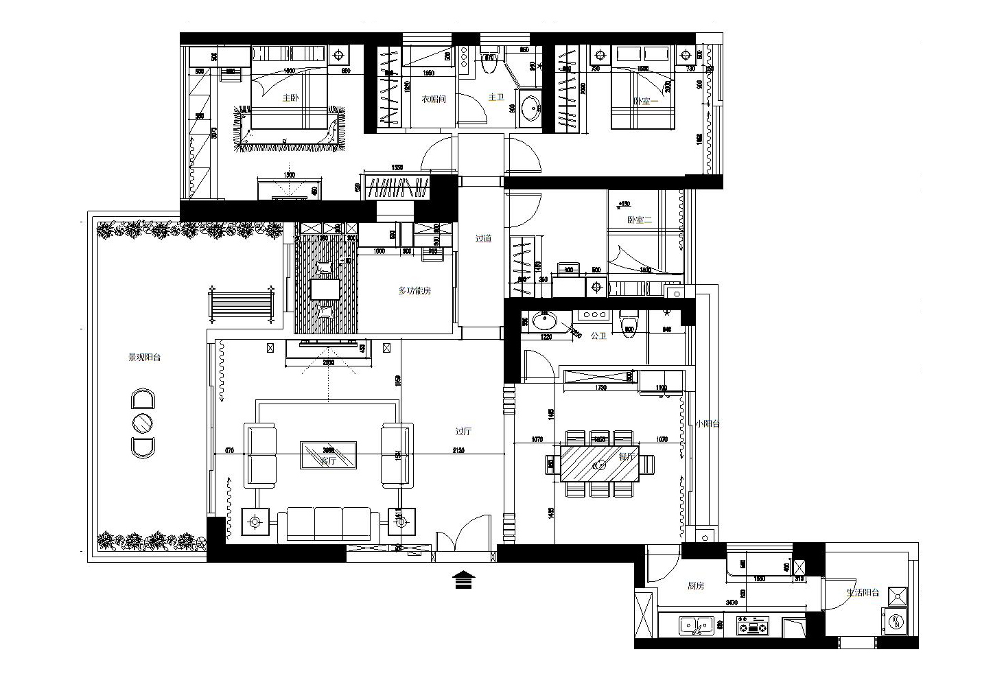 嘉汇城-四居室-170.00平米-装修设计