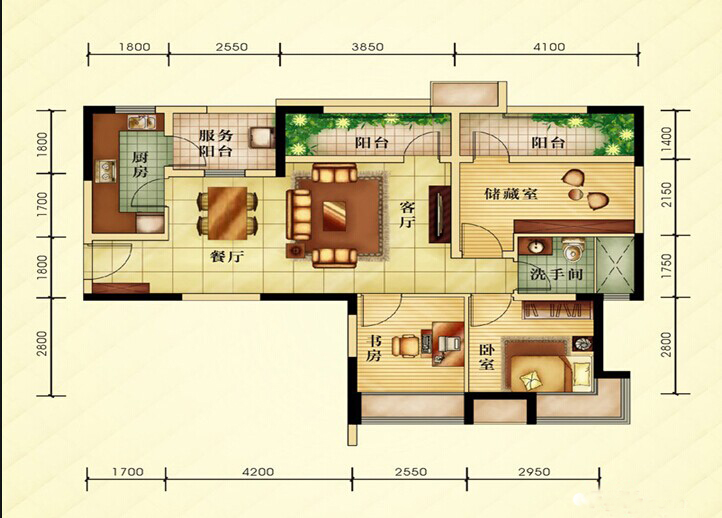 卓锦城六期紫郡三居室户型图