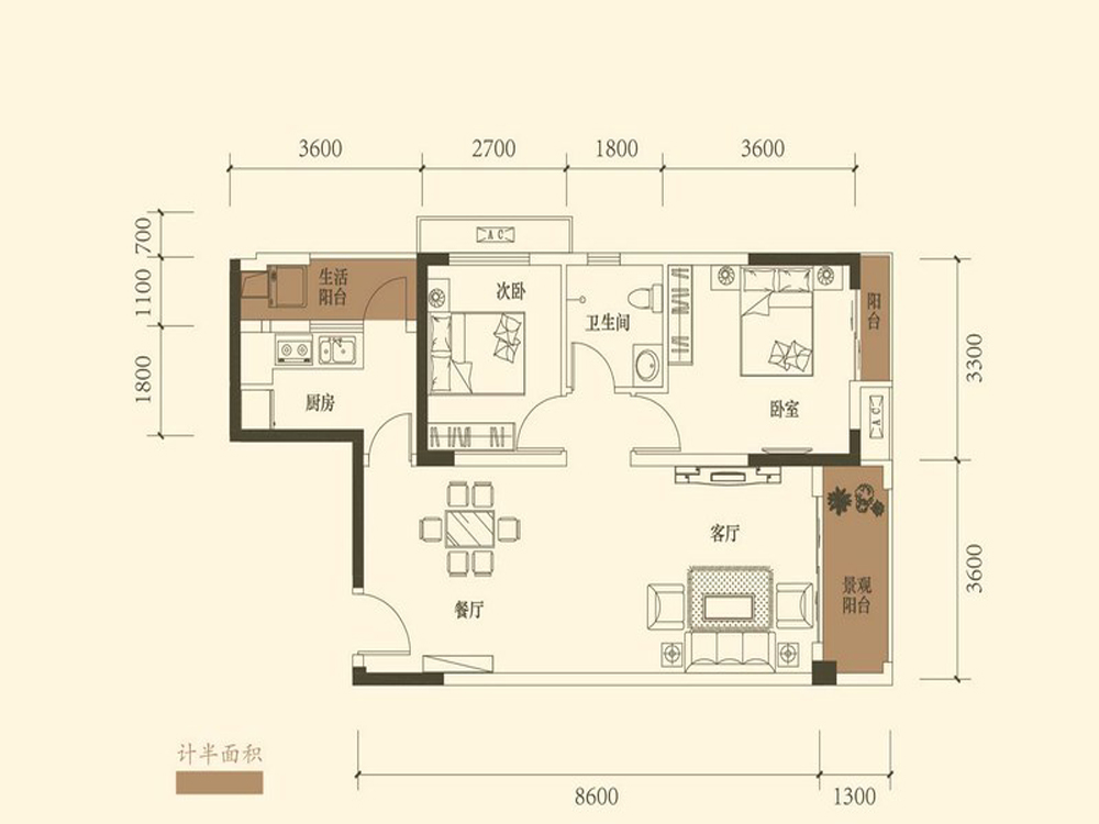 明发御景园两居室户型图