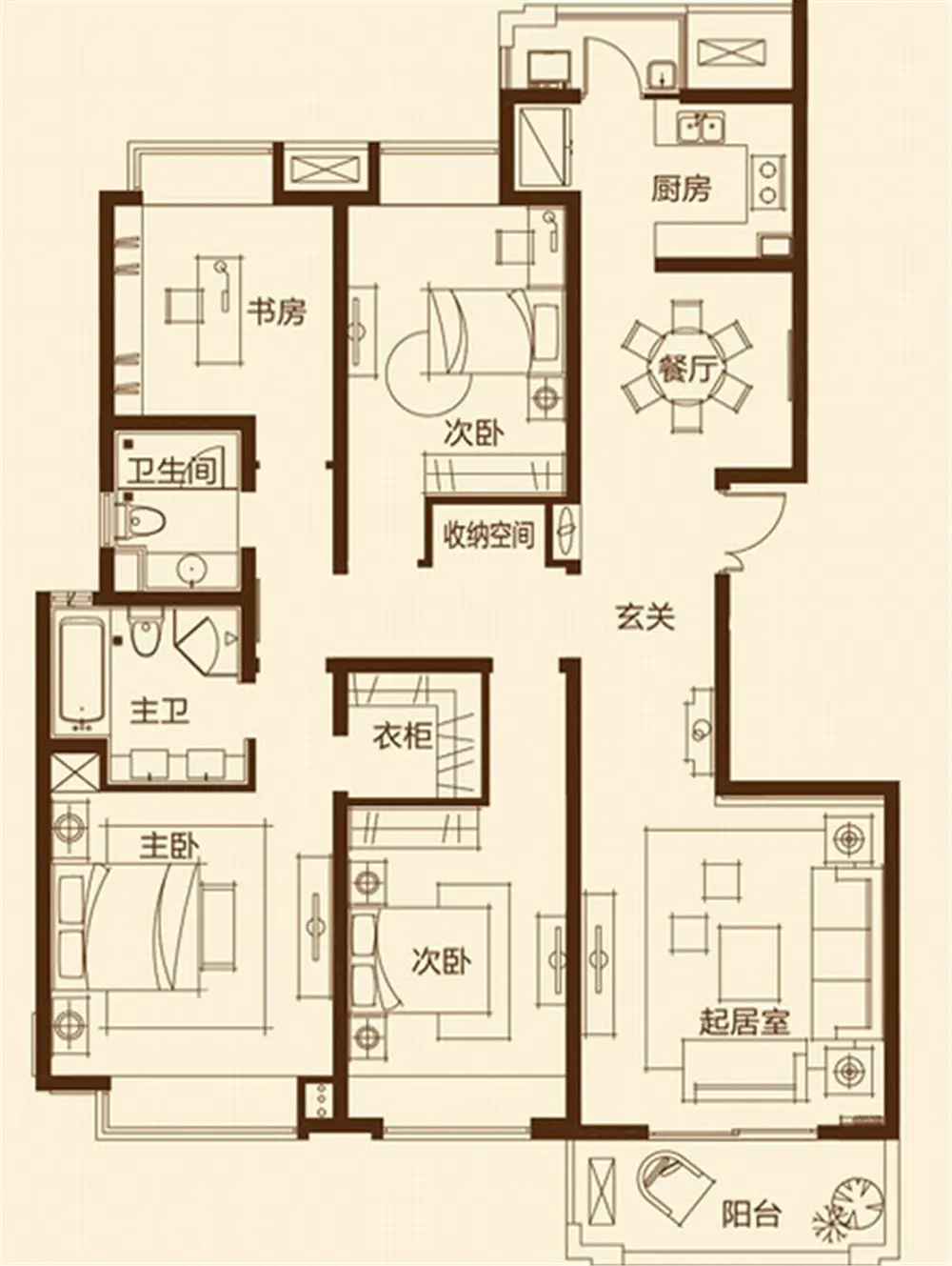 中海万锦城170平户型设计方案展示