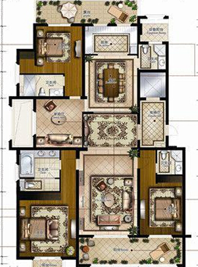 西溪风情-四居室-古典设计