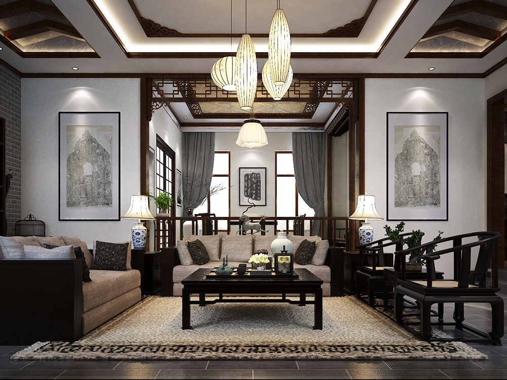 世贸石湖湾-中式风格-四居室-装修案例设计说明