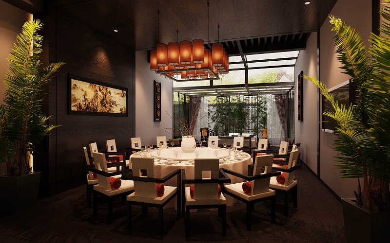 中式风格六居室以上300平米36万-私房菜会所设计装修