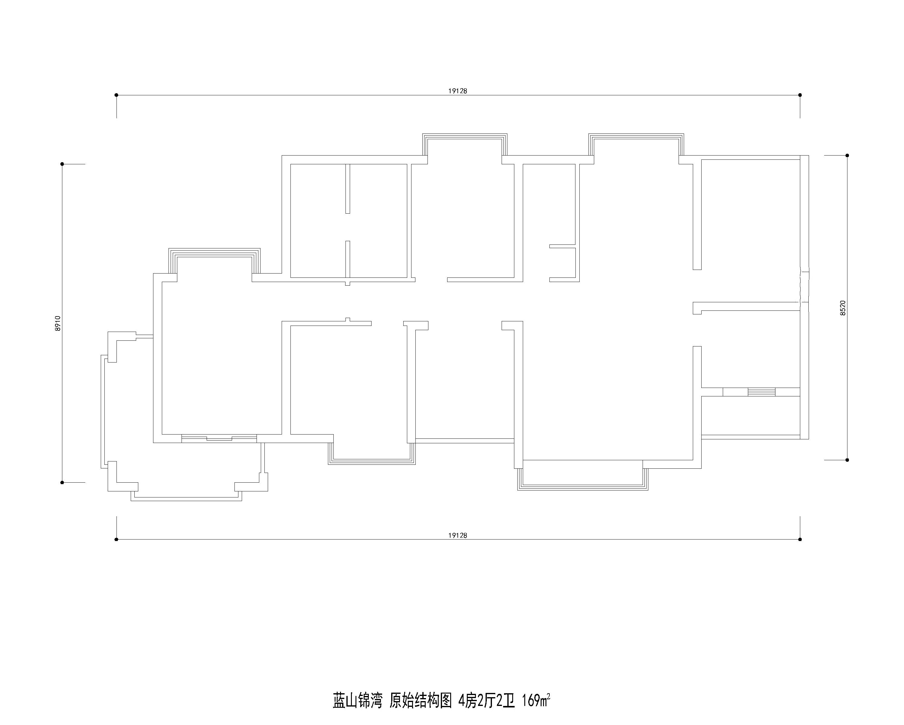 蓝山锦湾户型图原始结构图4房2厅2卫