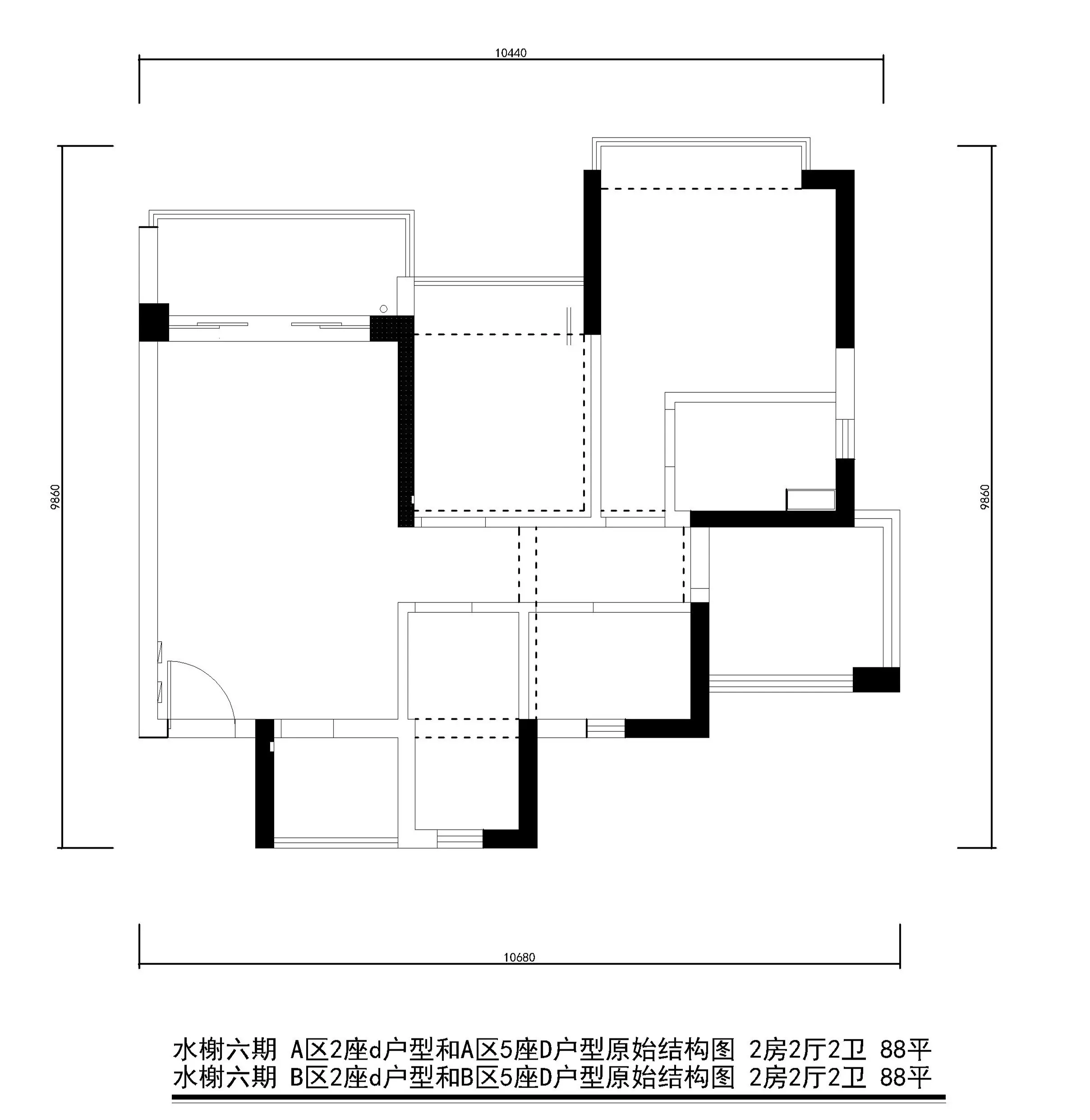 水榭六期a区2座5座d户型原始结构图