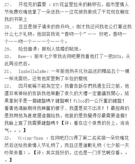 【闲话七夕】你们的男朋友都送给过你们什么烂礼物? 【闲话七夕】你们的男朋友都送给过你们什么烂礼物?