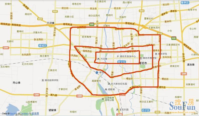 论潍坊主城区房地产区域位置的划分(咱潍坊的一环二环三环四环)