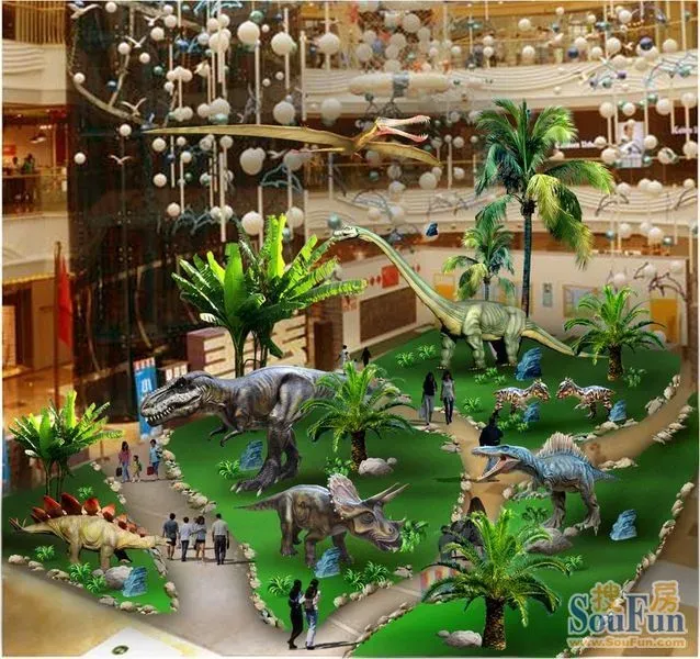 绵阳涪城万达广场变身侏罗纪公园,恐龙茫茫多!