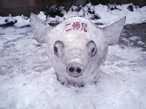 超级人才堆出来的雪人(组图)