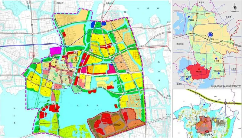 《崑山市錦溪鎮五保湖南岸地塊控制性詳細規劃》也開始公示了