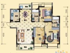 联投龙湾-混合型风格-三居室