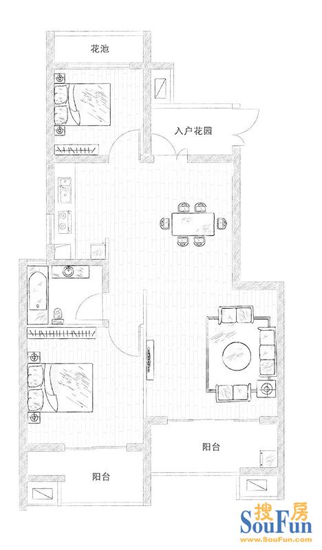 宜家国际公寓-现代简约-二居室