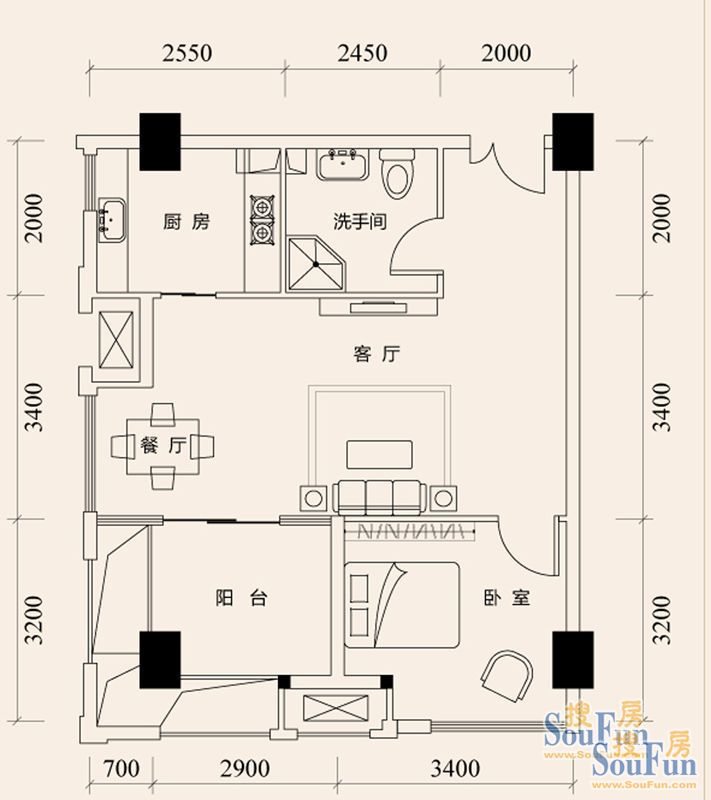 smart公寓-现代简约-一居室