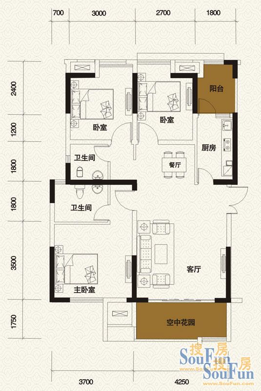 青城外滩-现代简约-三居室