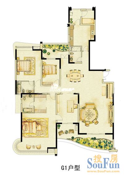 雅居乐花园-西式古典-四居室