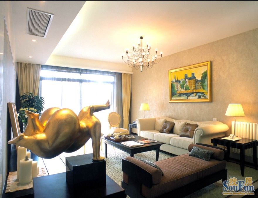 国汇中心铂金公寓-混合型风格-二居室
