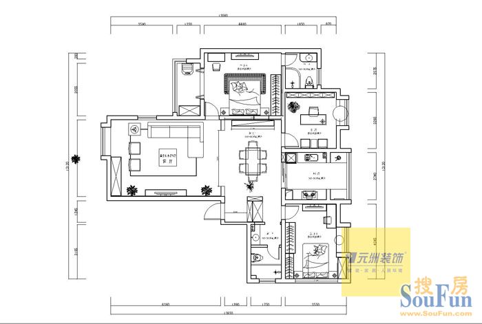 军区总院南苑-中式古典-三居室