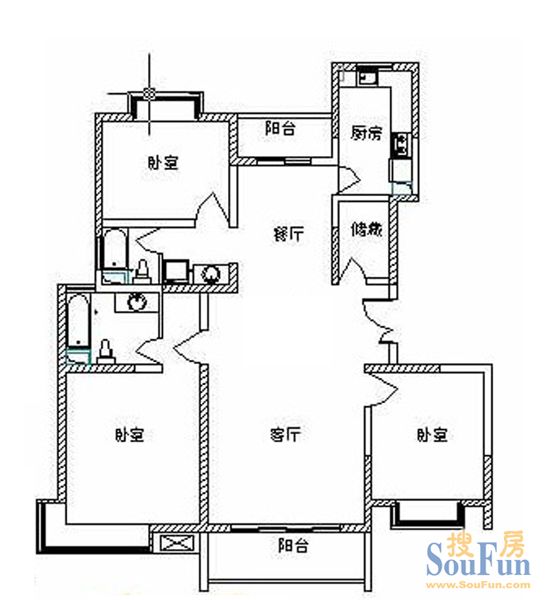 陆家嘴中央公寓-中式古典-三居室