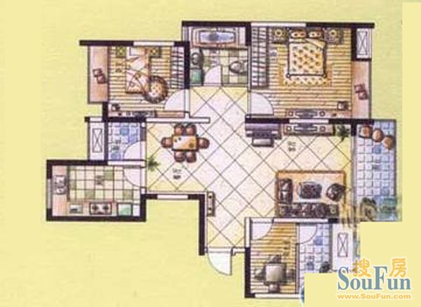 金汇公寓-中式古典-三居室