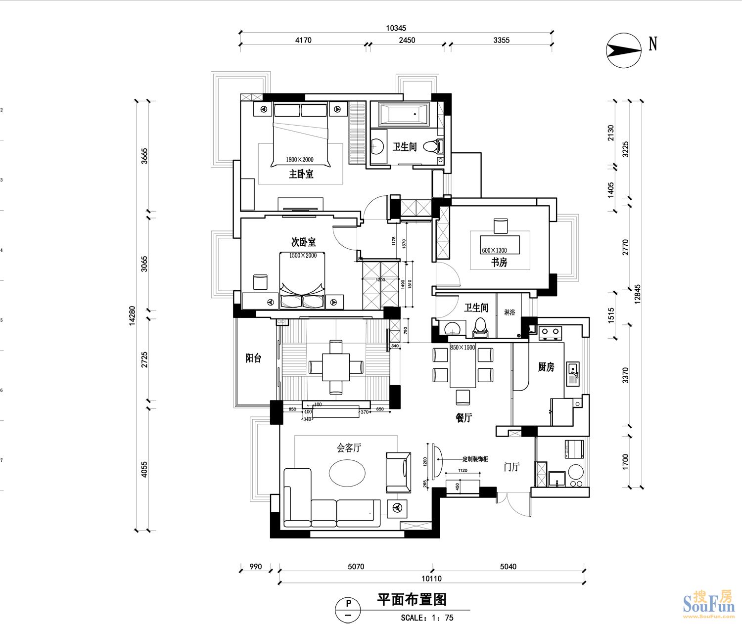 太湖国际社区-现代简约-三居室