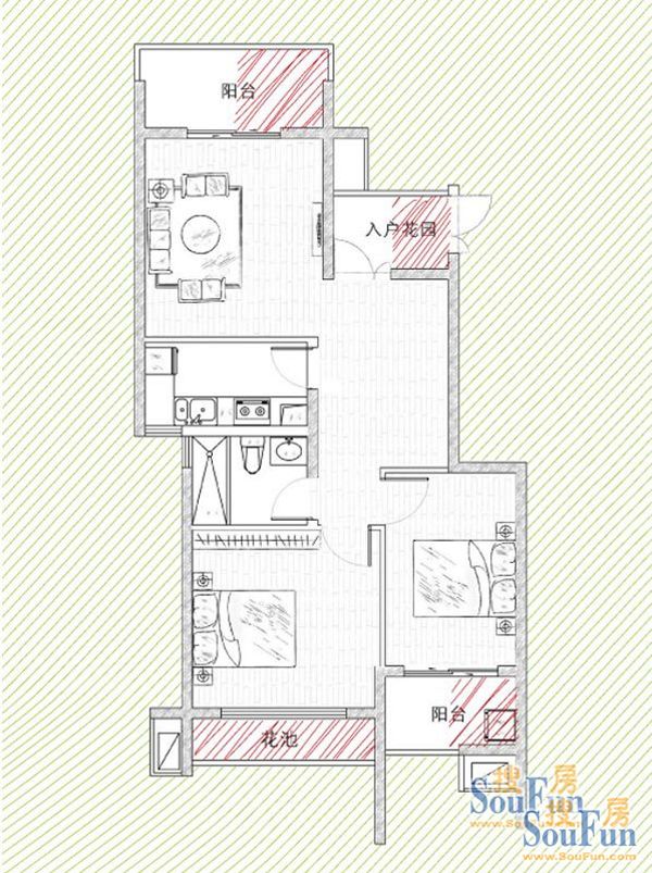宜家国际公寓-现代简约-二居室