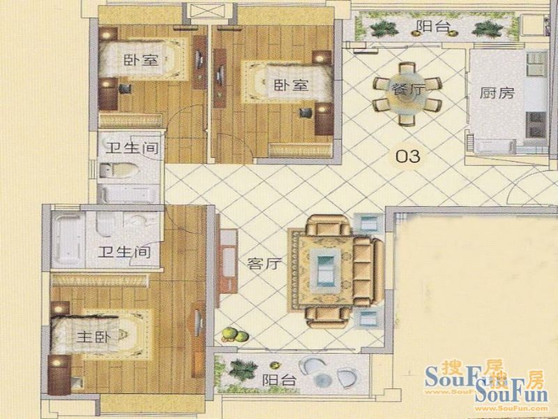 南沙珠江湾-中式古典-三居室