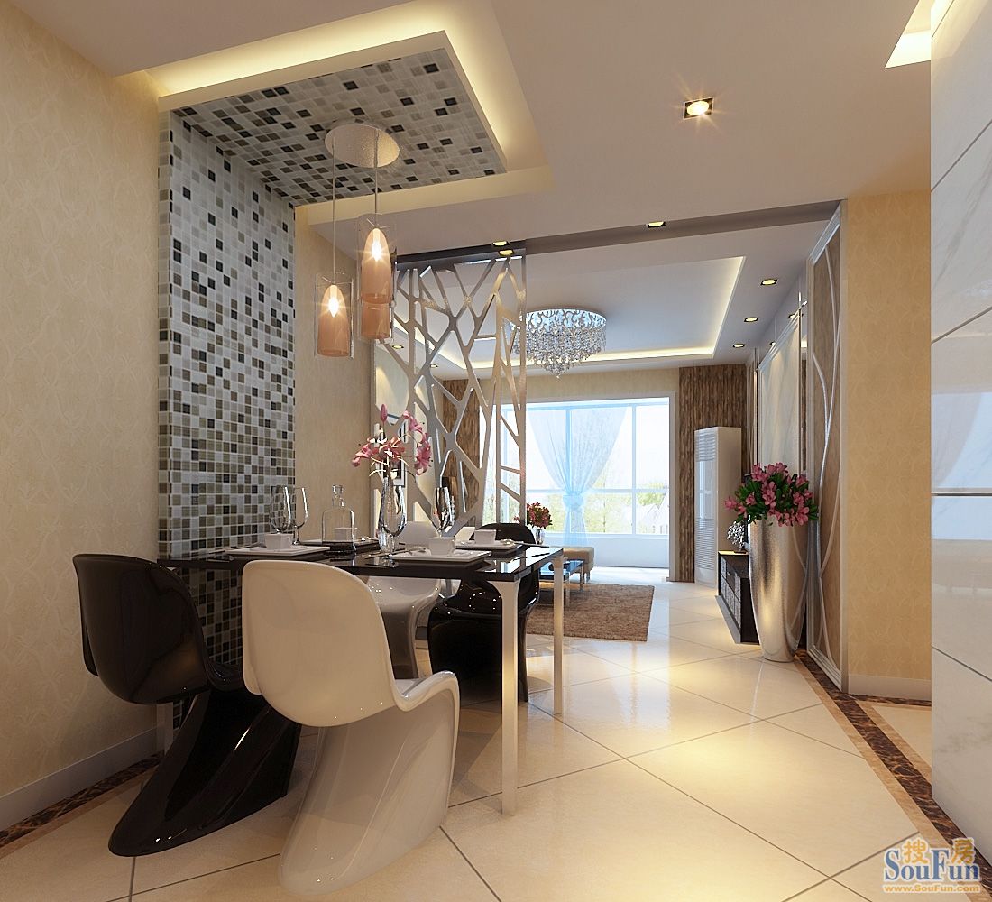 天津湾90平米简约风格装修设计-现代简约-一居室