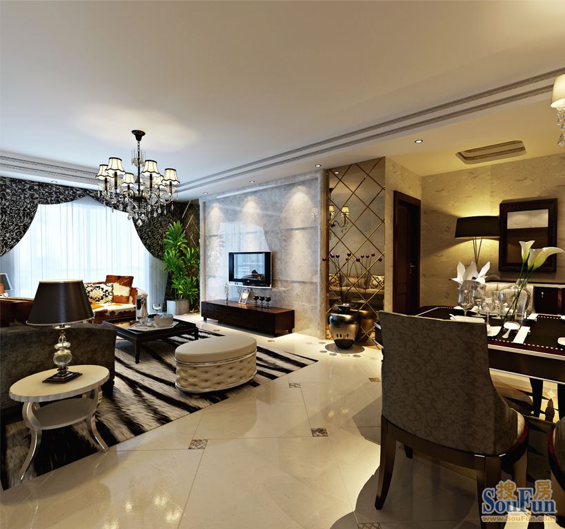 北京华贸城-混合型风格-三居室