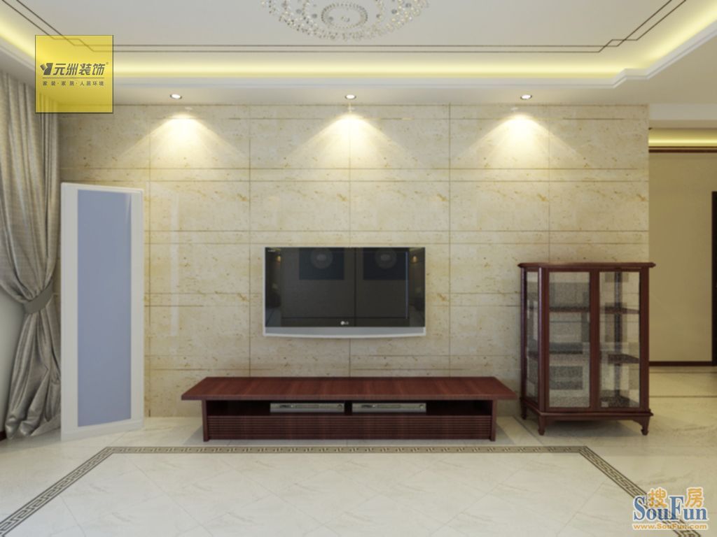 格调艺术领地120平米现代中式风格装修效果图-二居室