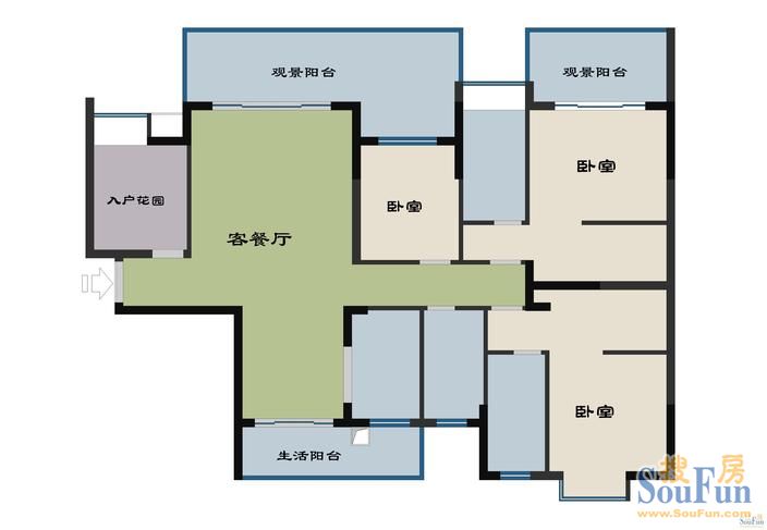 兴隆城市花园沐风园-现代简约-三居室