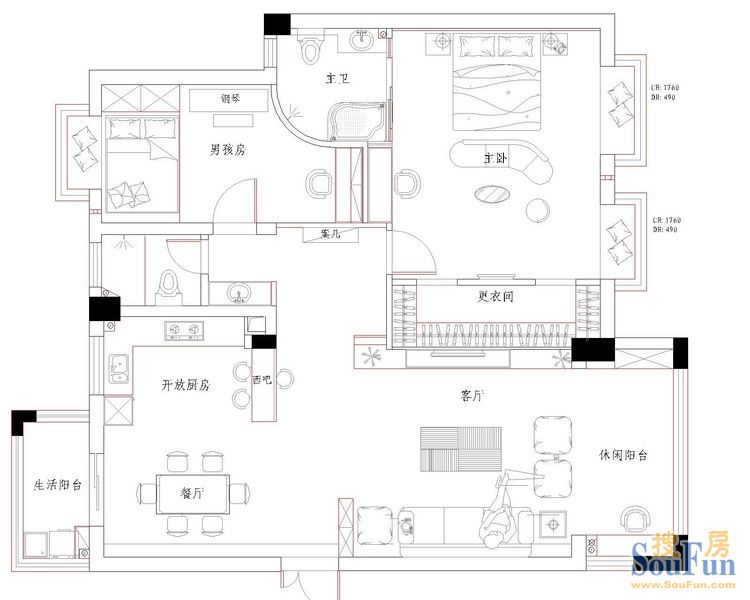 水晶郦城-现代简约-二居室