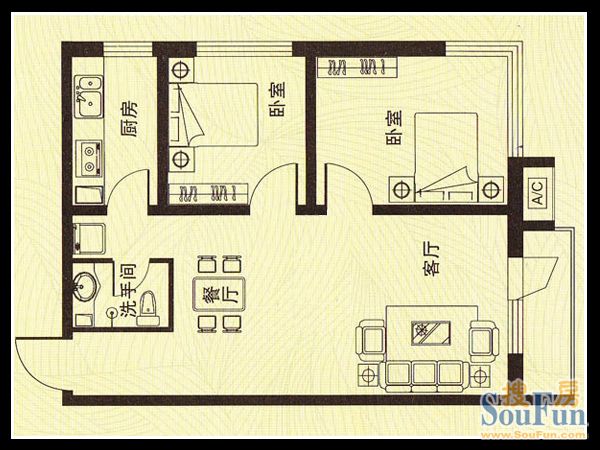 枫丹白露-混合型风格-二居室